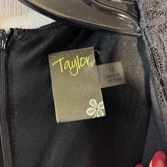 Taylor Womens Black Lace Sleeveless Midi Dress Size 12 New With Tags - Picture 4 of 11